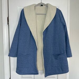 Eddie Bauer Blue and Cream Women's Cardigan